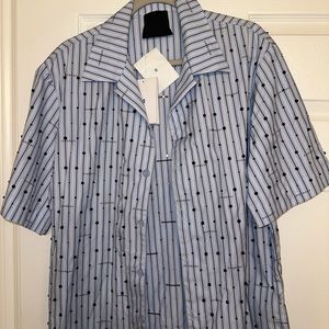 Givenchy
Men's Beaded Striped Logo Pajama Shirt